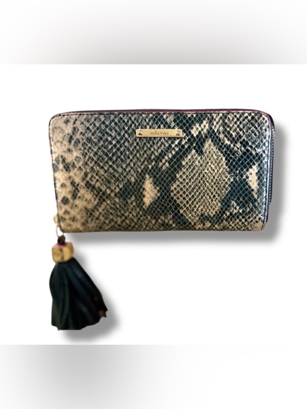 Stella & Dot Vintage Snake-Print Zip Wallet